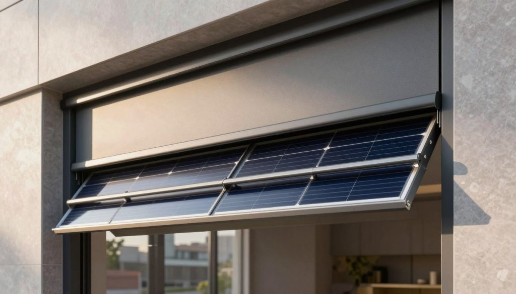 Fenster mit Rollläden und Sonnenschutzsystemen