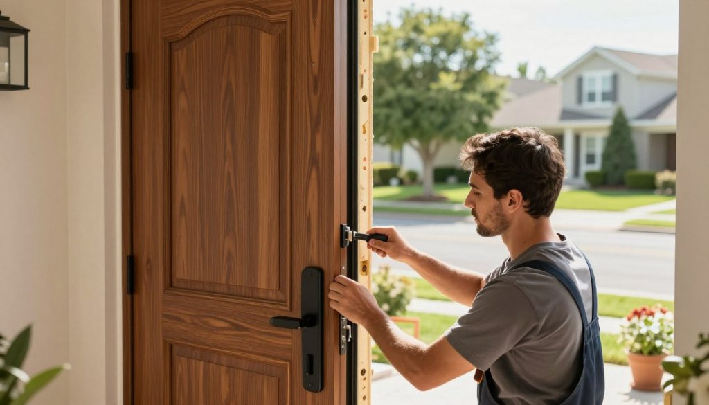 Installation einer hochwertigen Haustür mit Seitenteil