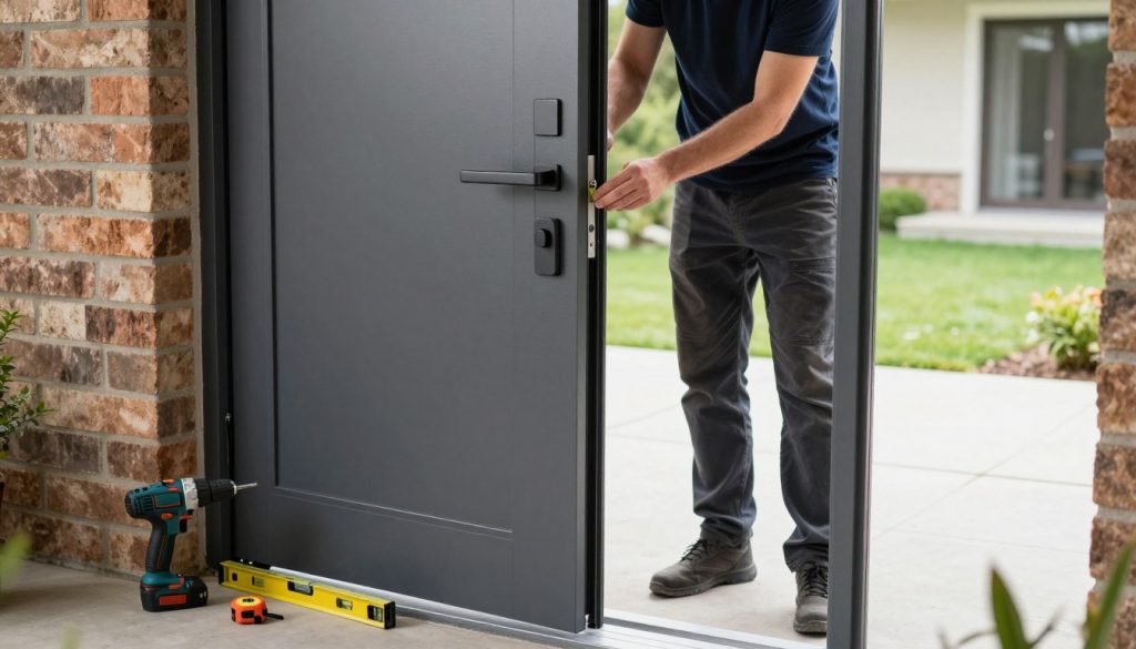 Nebeneingangstür Kunststoff Montage