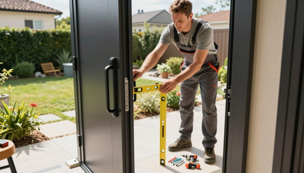 Tür mit Seiteneingang Installation