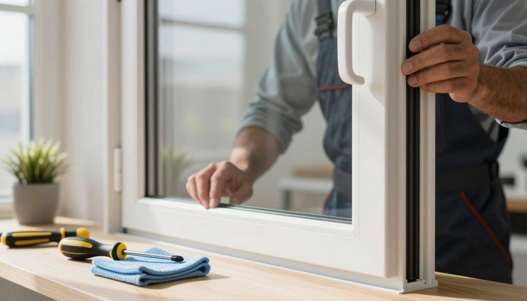 Wartung eckiger Fenster