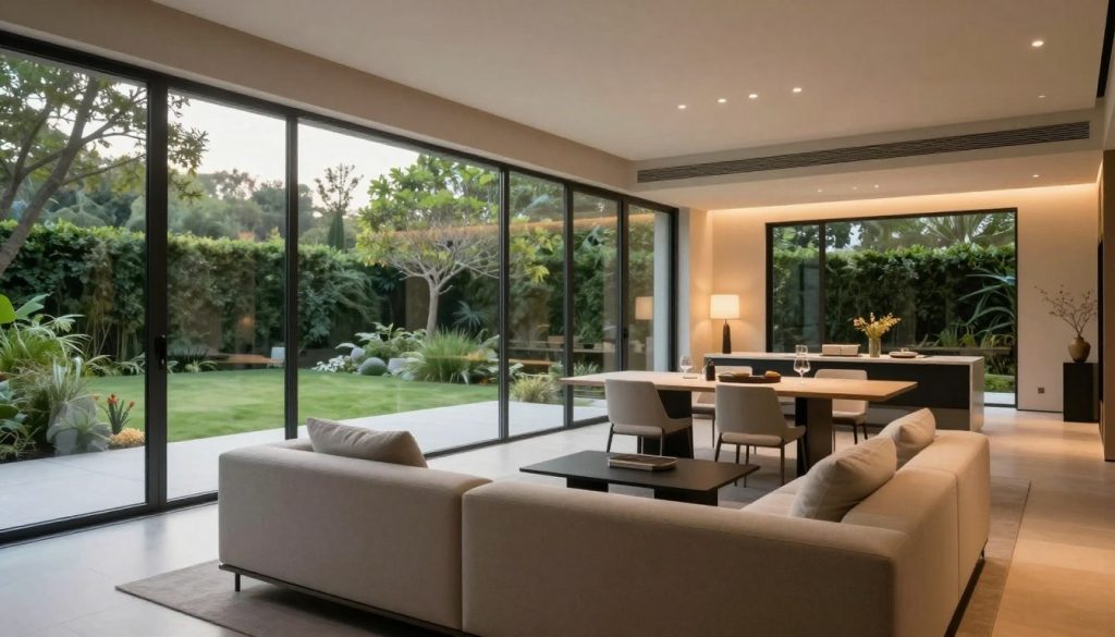 geräumige Glasfronten